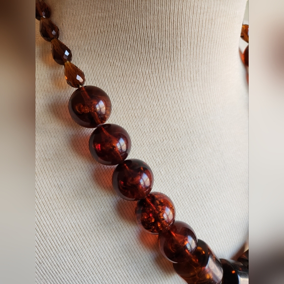 ✨️Chunky Vintage Brown Lucite Necklace - Tortoiseshell✨️ - Picture 11 of 15